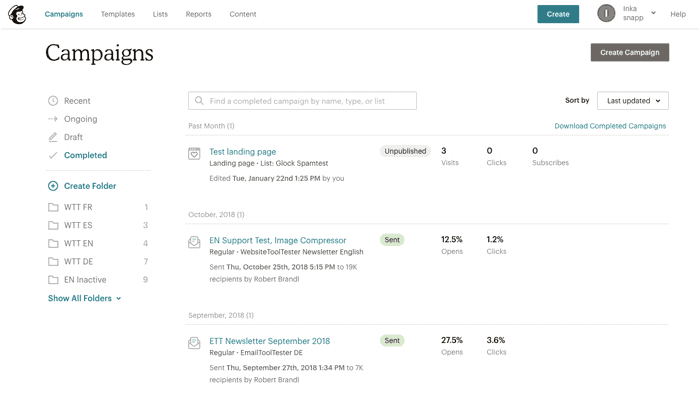 MailChimp campaigns visual