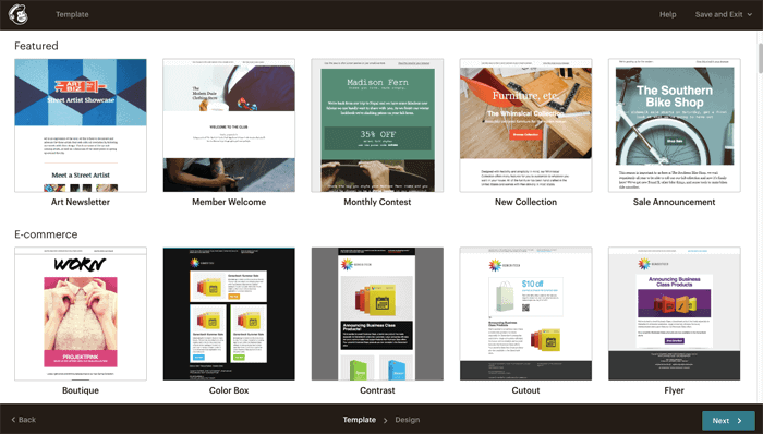 MailChimp email templates visual